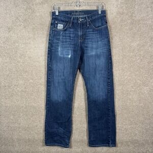 Cinch Jeans Mens 28x30 Blue Straight Fit Stretch Distressed Denim Jeans Cowboy